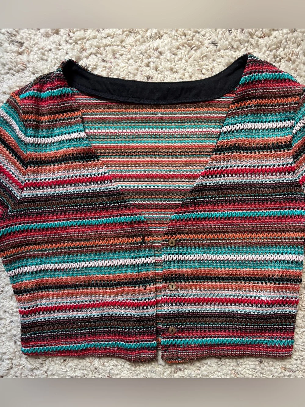 Sheer Boho Crop Button Top